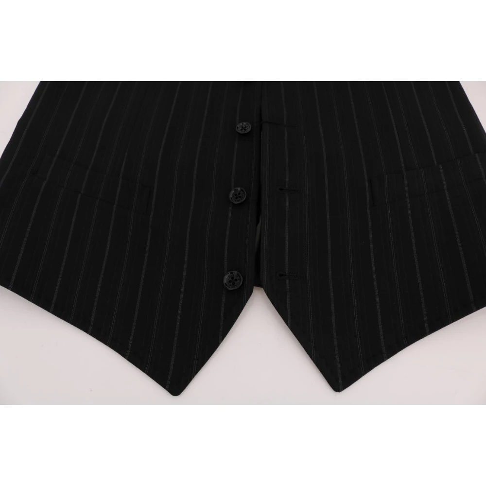 Dolce & Gabbana Elegante Gestreepte Vest Black Heren