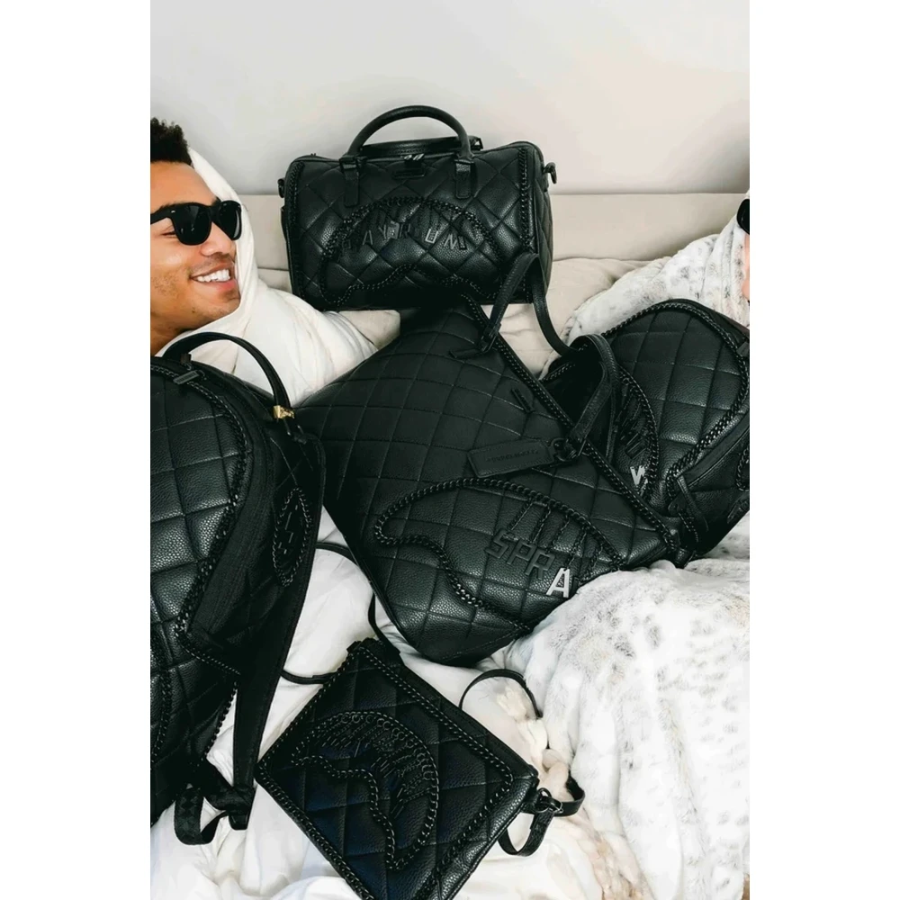 Sprayground Zwarte Gewatteerde Rugzak met Stikdetail Black Heren