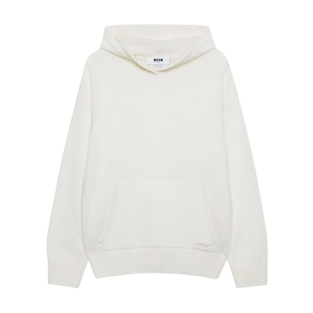 Msgm Vit Stickad Tröja Sweater Aw24 White, Dam