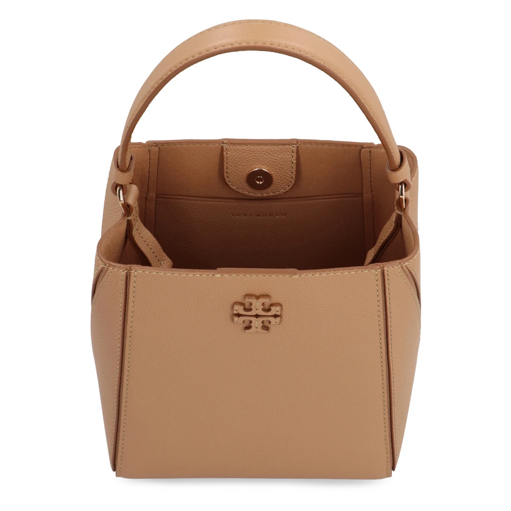 TORY BURCH Mini Bucket Tas met Leren Handvat Beige Dames