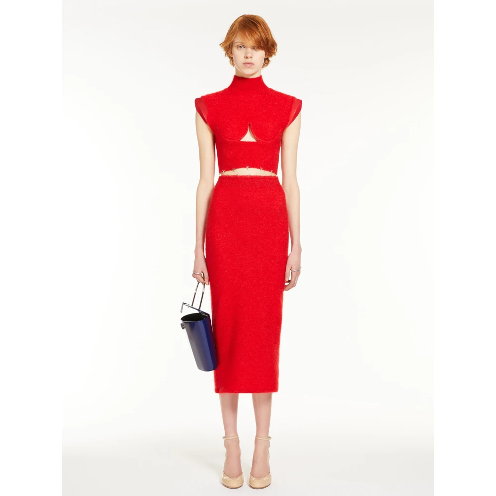SPORTMAX Chique Midi Jurk met Metallic Clips Red Dames