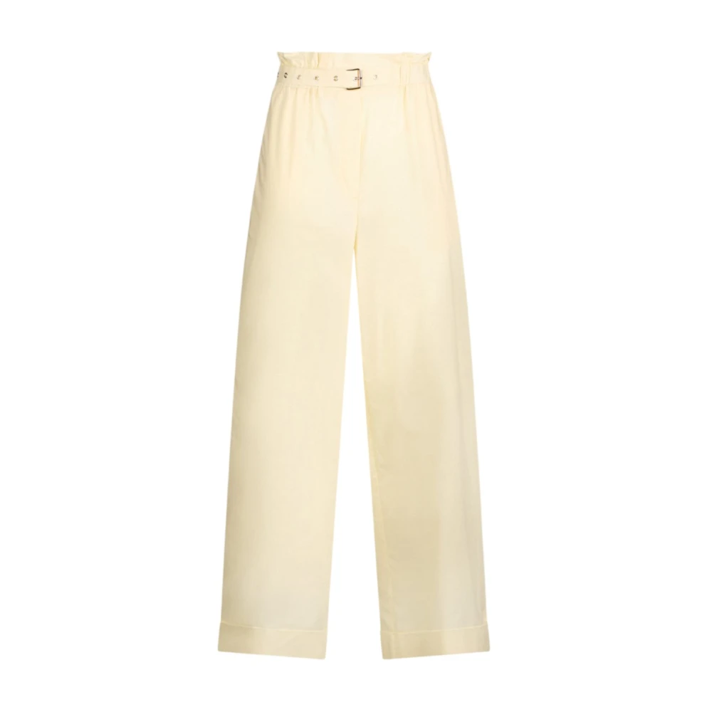 Liu Jo Women's Beige Wide Trousers, S, High-Rise Trousers
