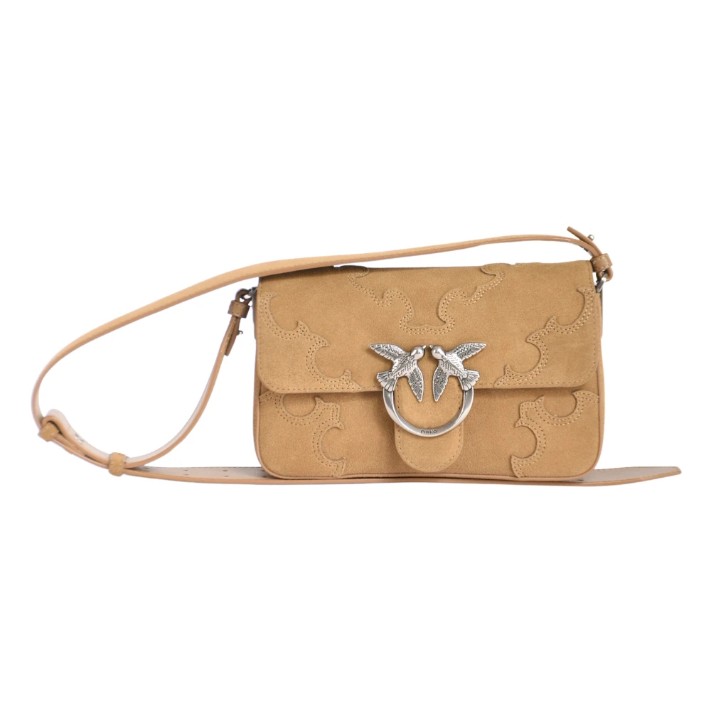 Pinko Women's Beige Cross Body Bags, One Size, Birds Appliqué Shoulder Bag