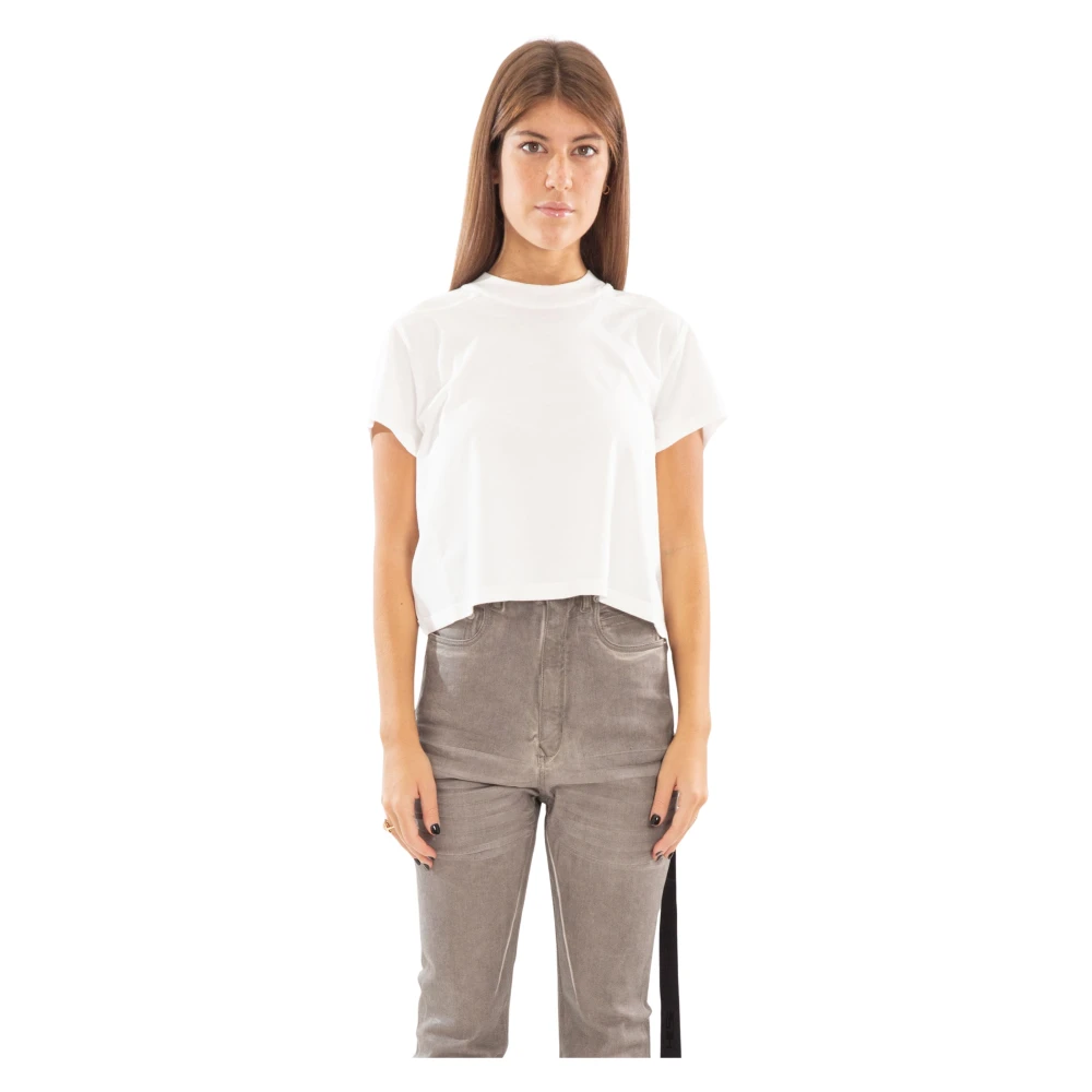 Rick Owens Cropped Jersey Tee White Dames