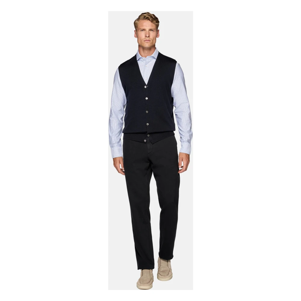 Boggi Milano Merino wollen gebreide vest Blue Heren