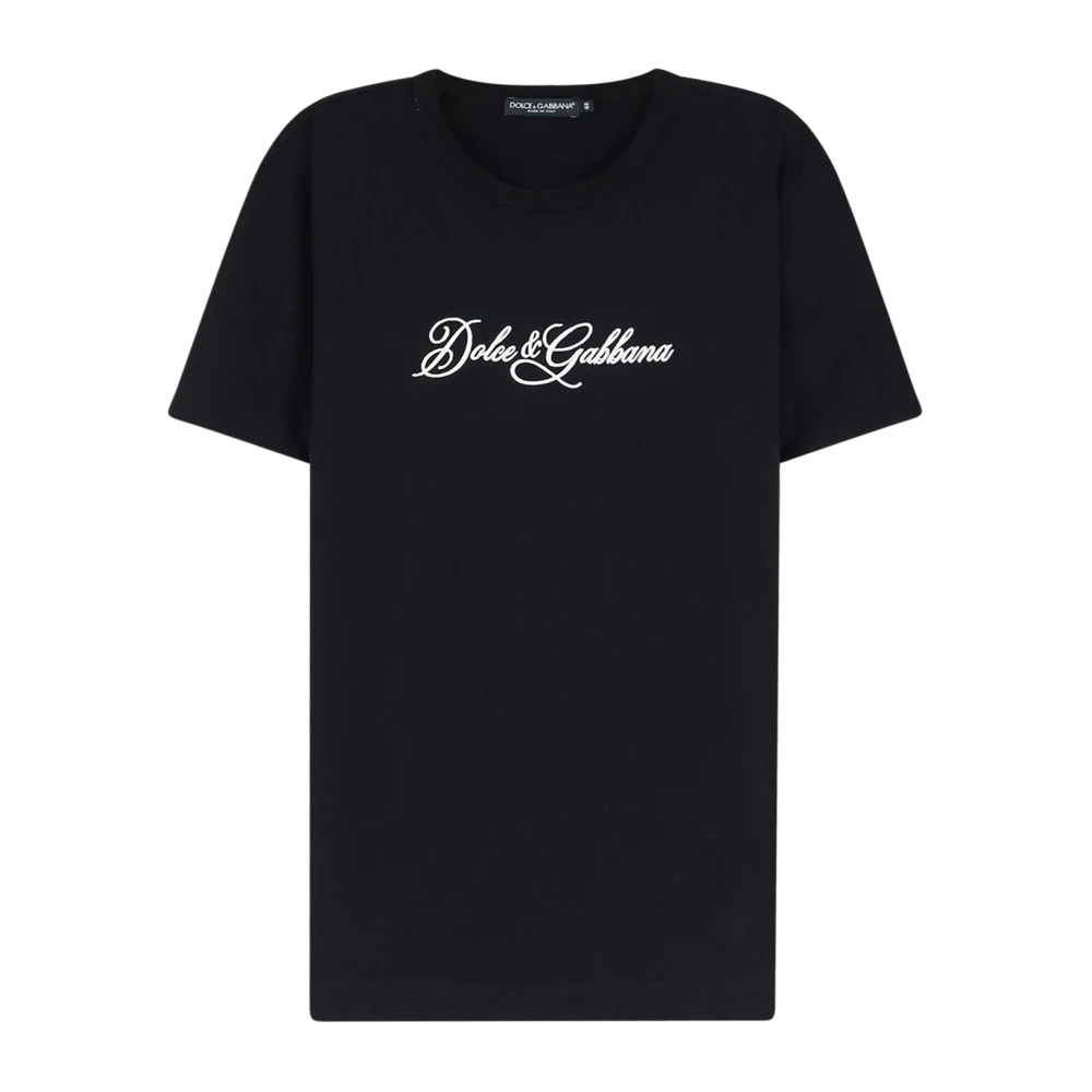 Dolce & Gabbana Black T-Shirts, Male, Xl, Cotton Crew Neck T-Shirt