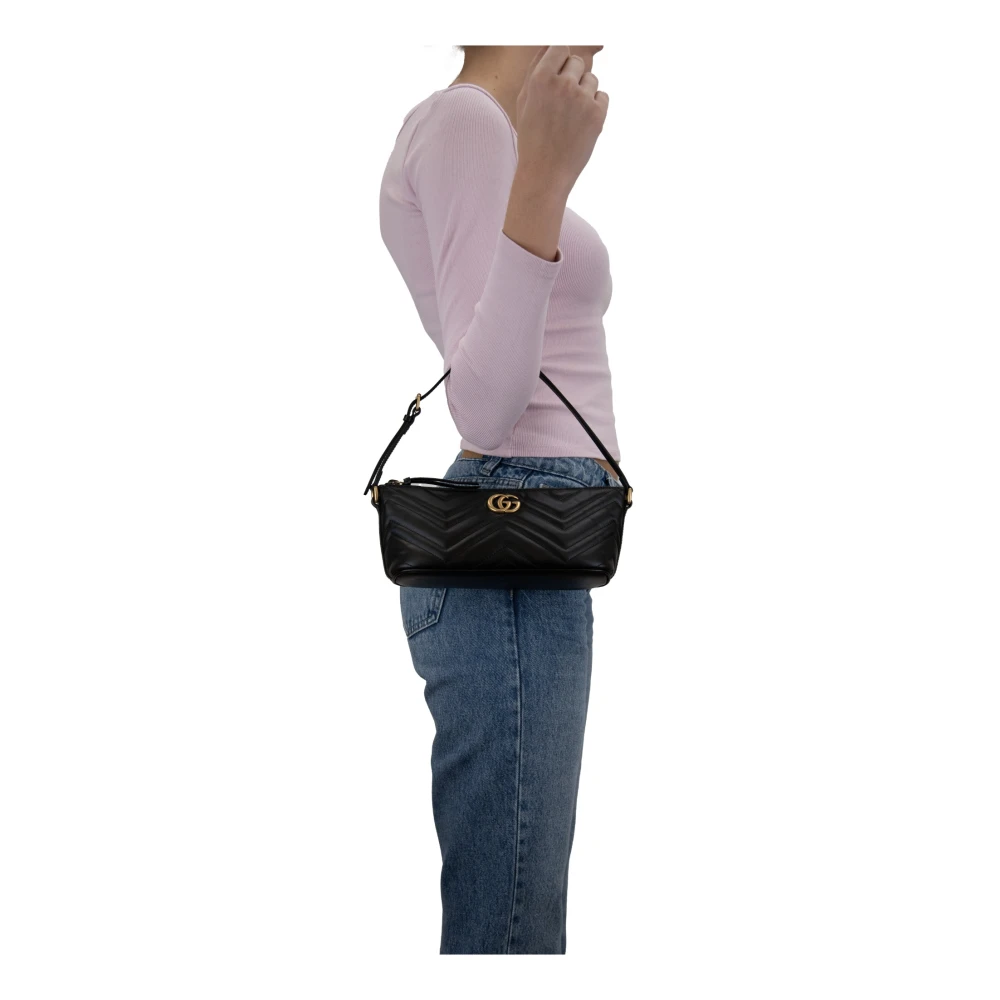 Gucci Leren Handtas met Rits Black Dames