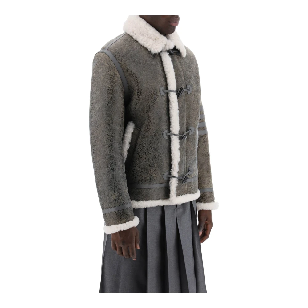 Thom Browne Shearling Cropped Montgomery Jacka Gray, Herr