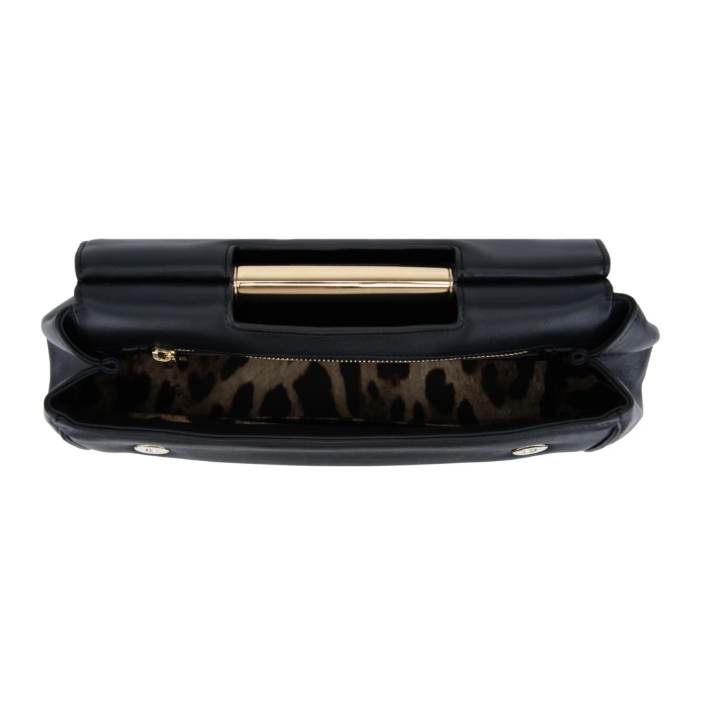 Dolce & Gabbana Dierenprint Leren Handtas met Magneetsluiting Black Dames