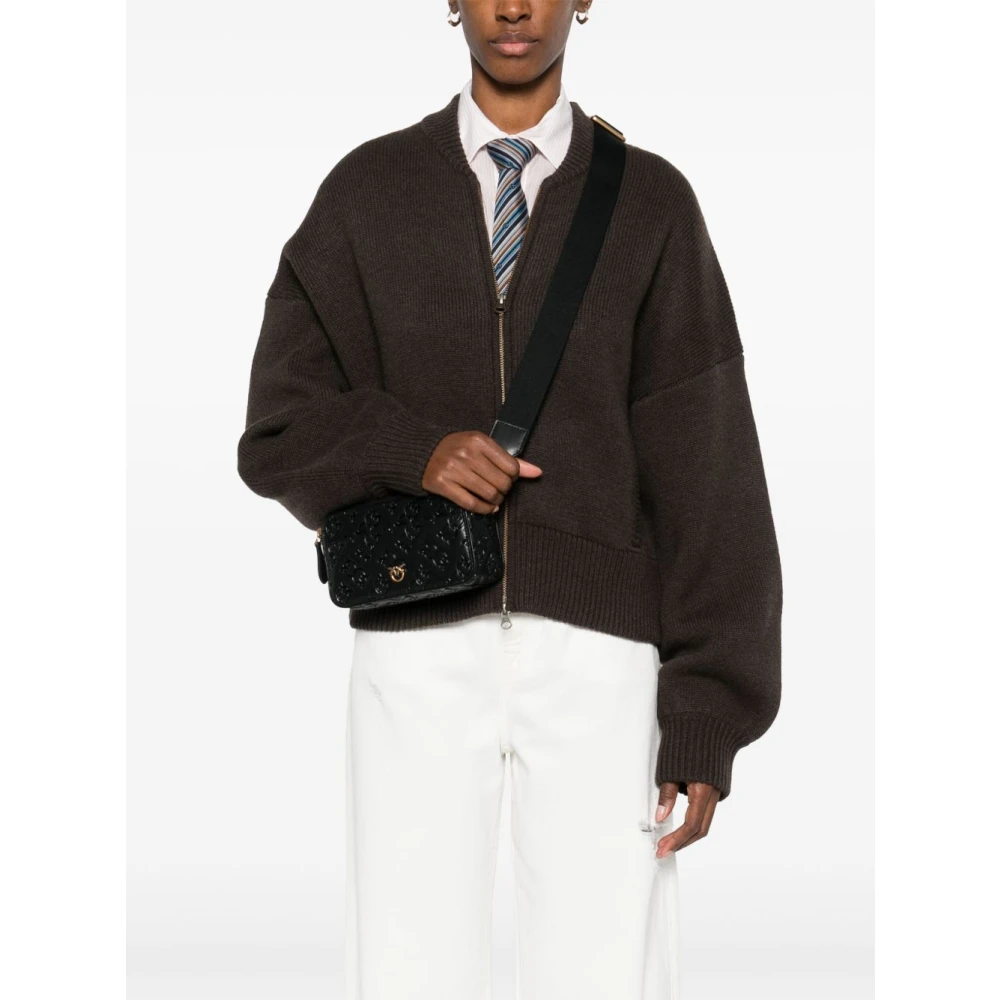 pinko Zwarte en Gouden Schoudertas Black Dames