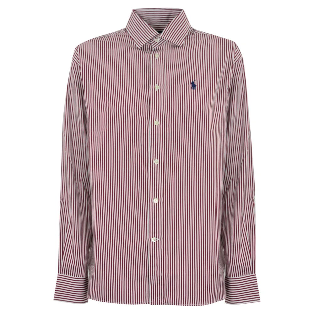Polo Ralph Lauren Gestreept katoenen overhemd lange mouw Red Dames
