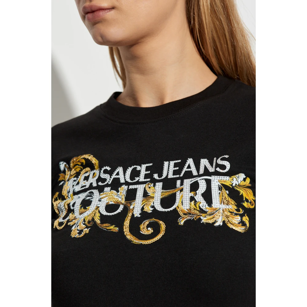 Versace Jeans Couture Jurk met logo Black Dames