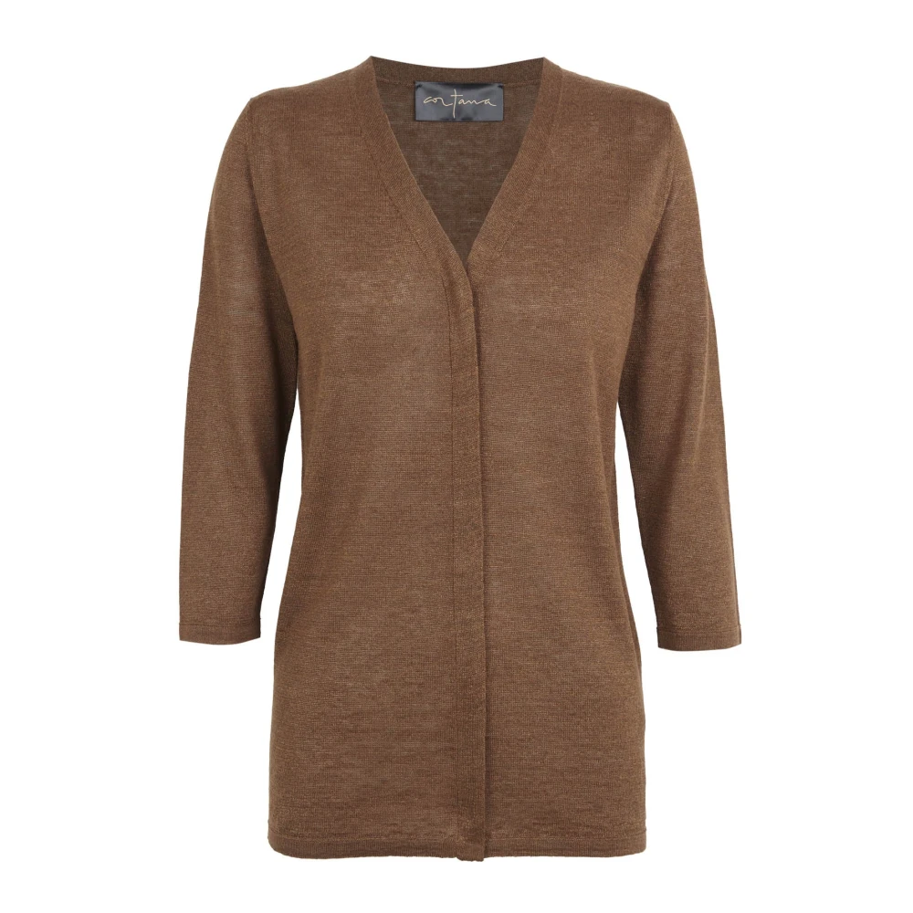 Cortana Mujer Beige - Cárdigan De Punto De Lino Y Seda - Knitwear - 2XS - Cárdigan De Punto De Lino Y Seda
