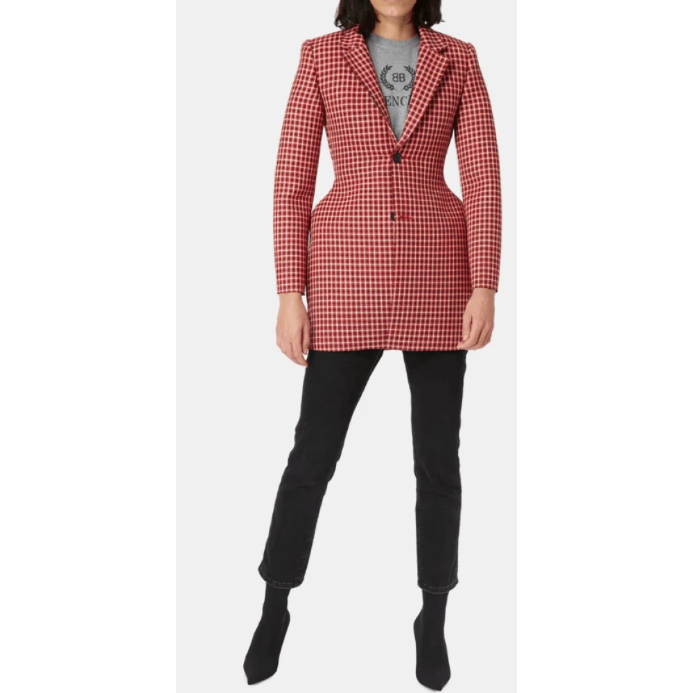 Balenciaga Puffy Effect Wolruitjes Blazer Jas Red Dames