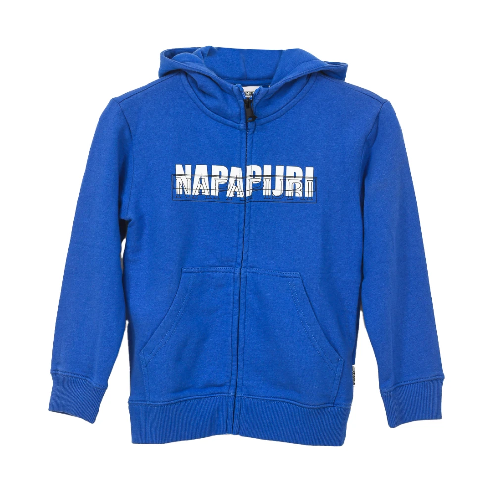 Napapijri Boys Blue Kids Sweatshirts,, Hooded Zip-Up Sweatshirt Size 8 Y