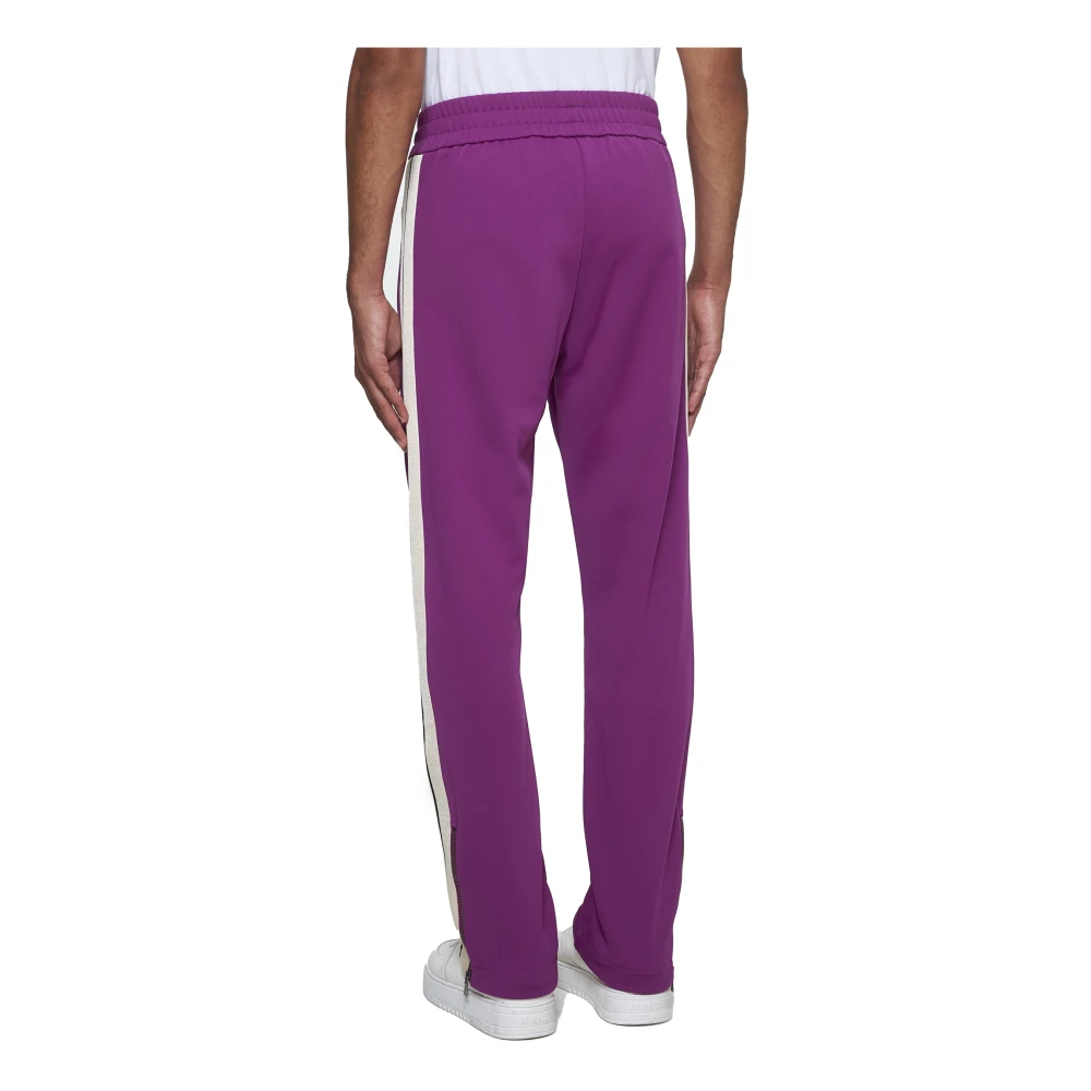 Palm Angels Paarse Jersey Track Pants met Zijstrepen Purple Heren