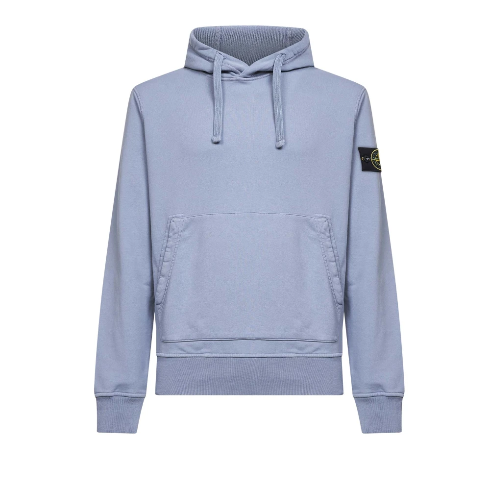 Stone Island Blue Hoodies, Male, S, Cotton Fleece Hoodie