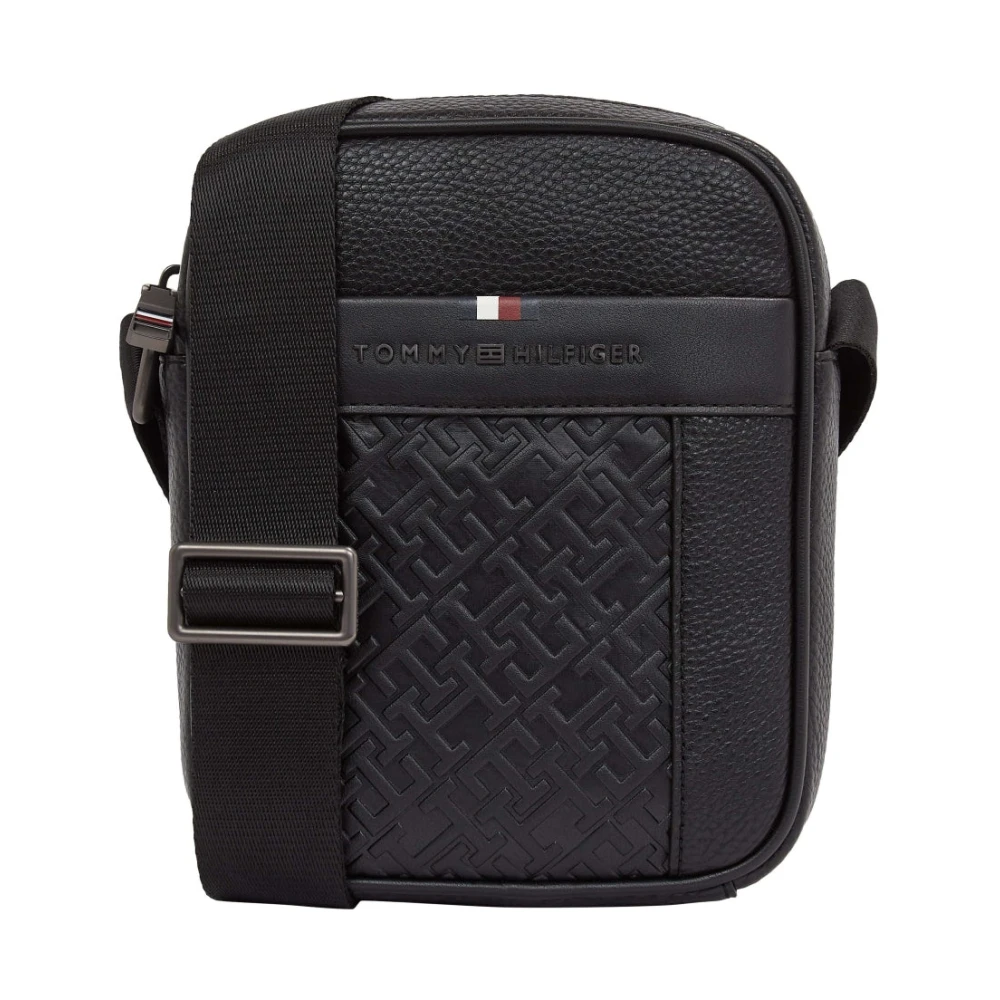 Tommy Hilfiger Zwarte Crossbody Tas Reporter Stijl Black Heren