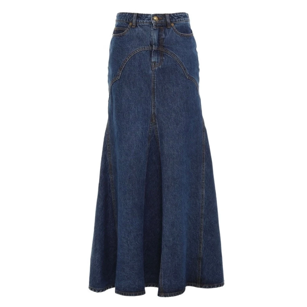 Zimmermann Fishtail Denim Maxi Rok Blue Dames