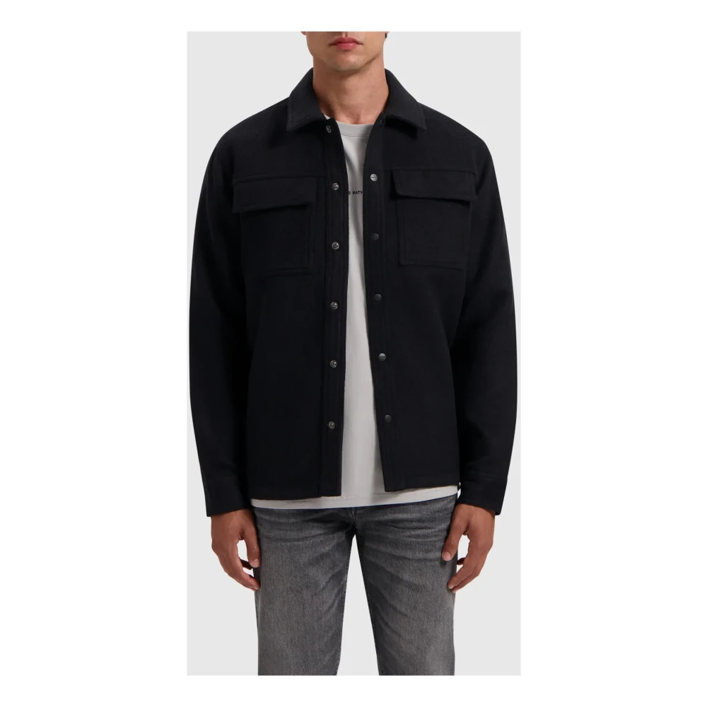 Pure Path Zwarte Flanellen Overshirt Black Heren