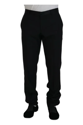 Elegant Slim Fit Svarta Kostymbyxor