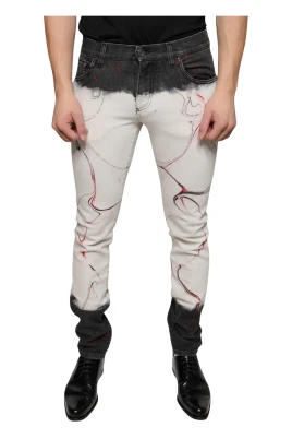Svart och vit Tie-Dye Skinny Denim Jeans