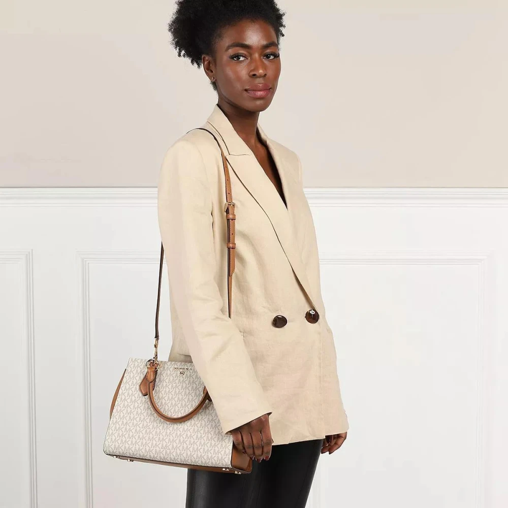 Michael Kors Canvas Satchel Vanilla Acrn Tas Beige Dames