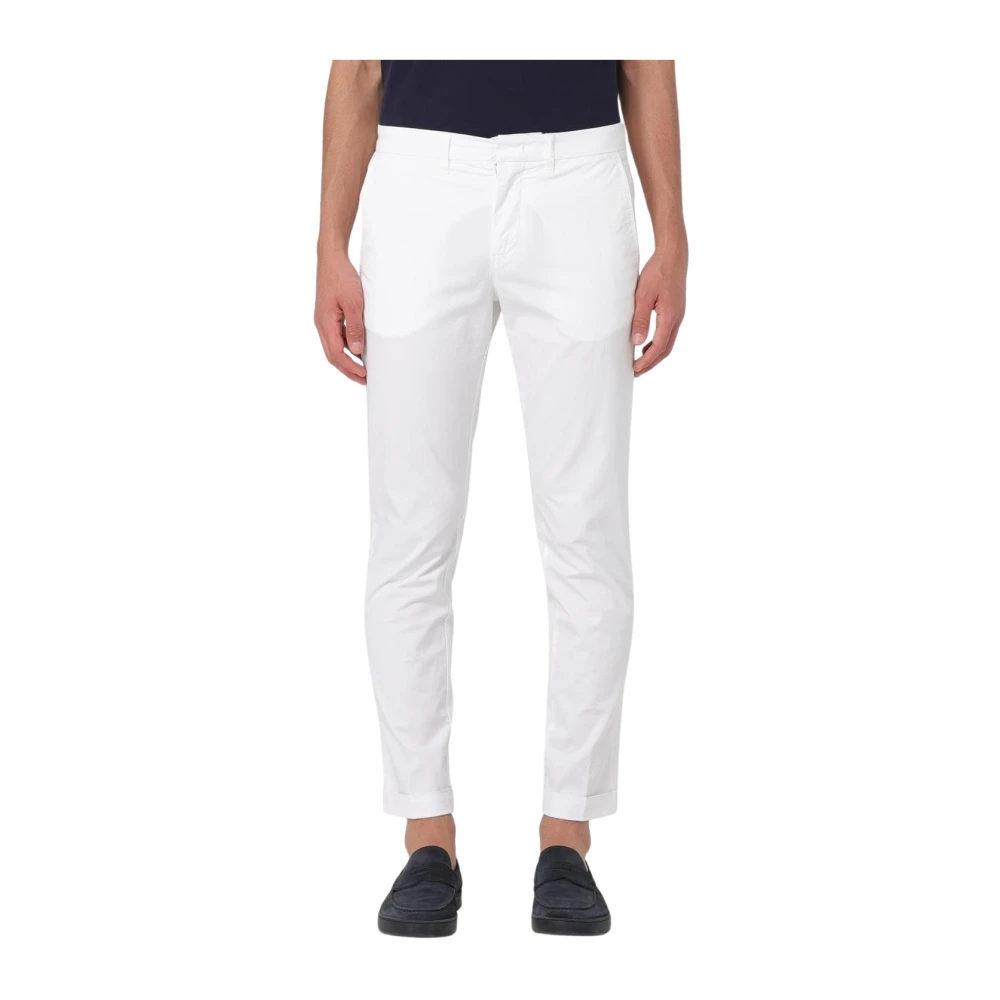 Fay Men's White Slim-Fit Trousers,, Slim Fit Beige Chinos Trousers W34