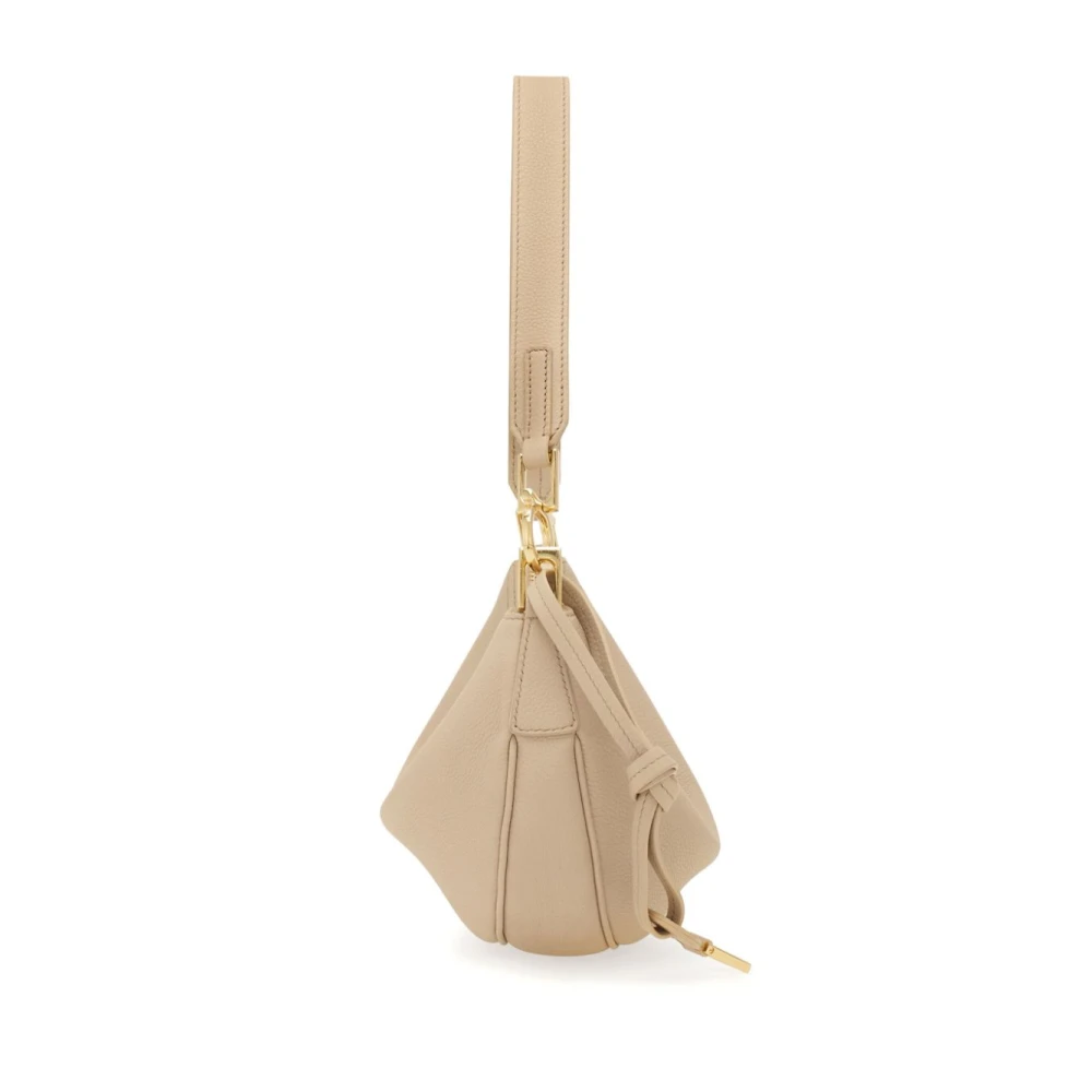 Salvatore Ferragamo Beige Gehamerde Leren Hobo Tas Beige Dames