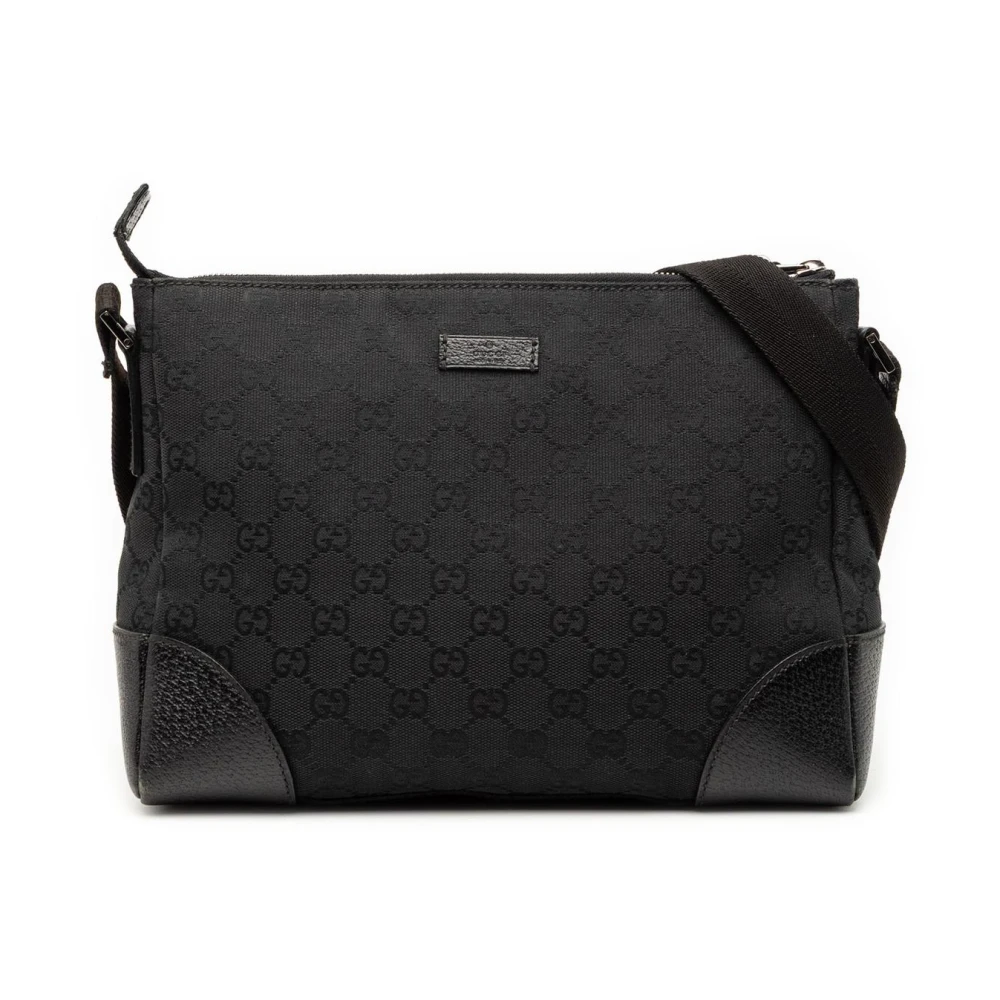 Gucci Vintage Women's Black Pre-Owned Vintage Gg Monogram Canvas Crossbody Bag