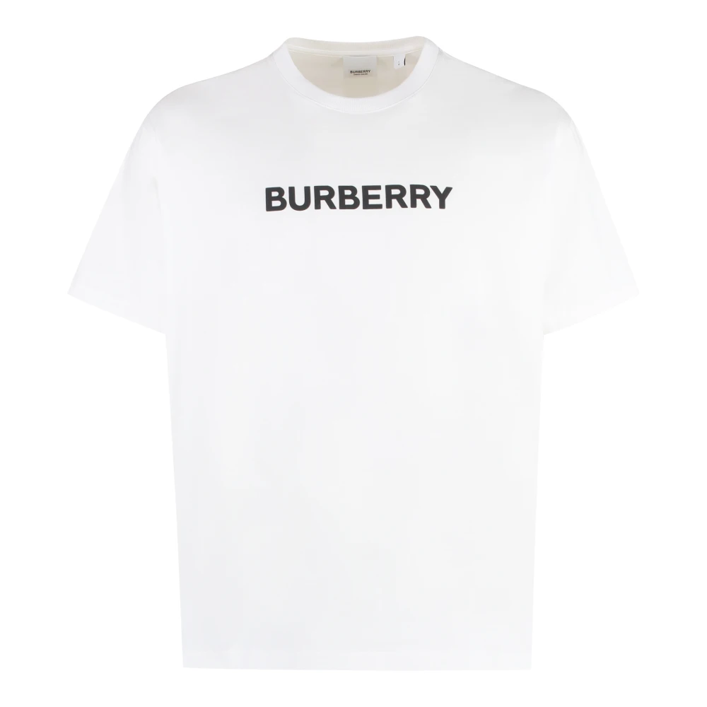 Burberry Räfflad Bomull Crew-Neck T-shirt White, Herr