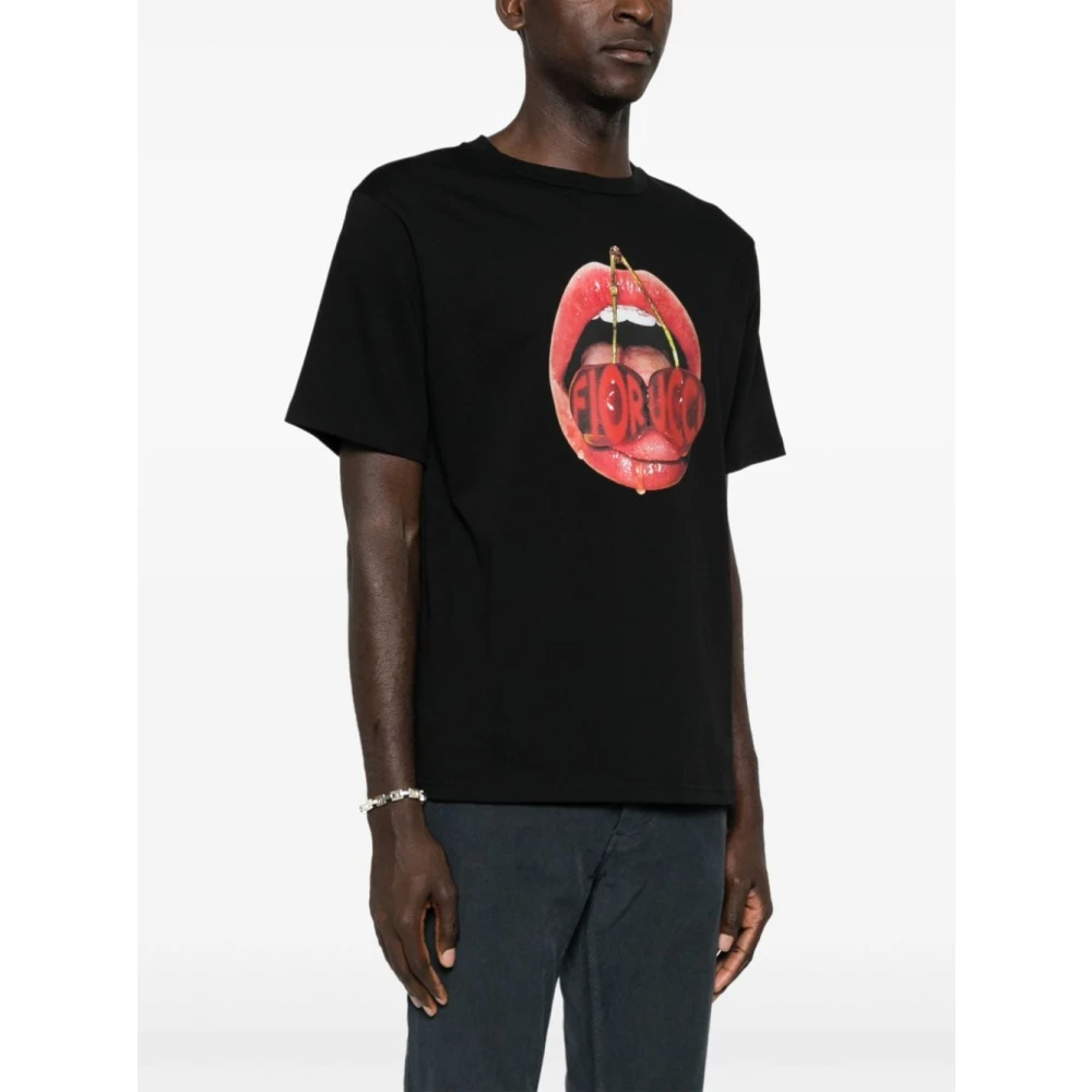Fiorucci Zwart Mond Logo T-shirt Black Heren