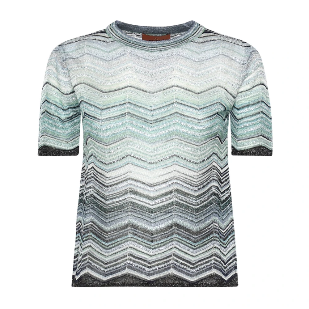 Missoni Camiseta De Cuello Redondo En Viscosa Lamé Con Diseño Chevron Y Lentejuelas Tops Mujer Multicolor S Camiseta De Cuello Redondo En Viscosa Lamé Con Diseño Chevron Y Lentejuelas