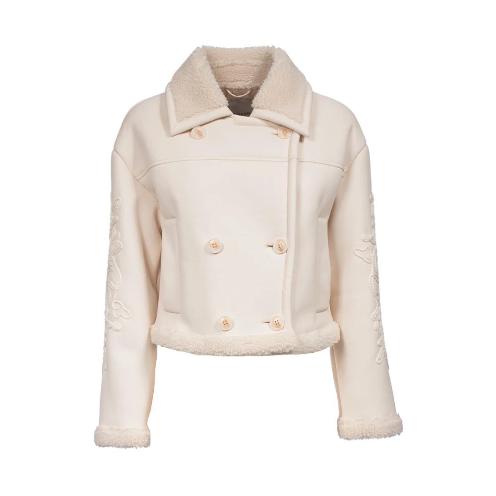 Ermanno Scervino Eco Shearling Jacka Broderade Ärm White, Dam