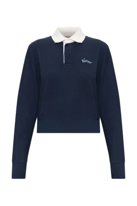 Varsity Broderad Långärmad Pikétröja