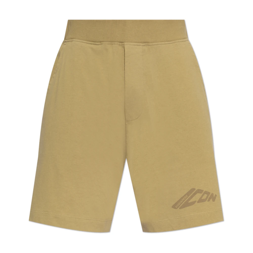 Dsquared2 Katoenen shorts met bedrukt logo Green Heren