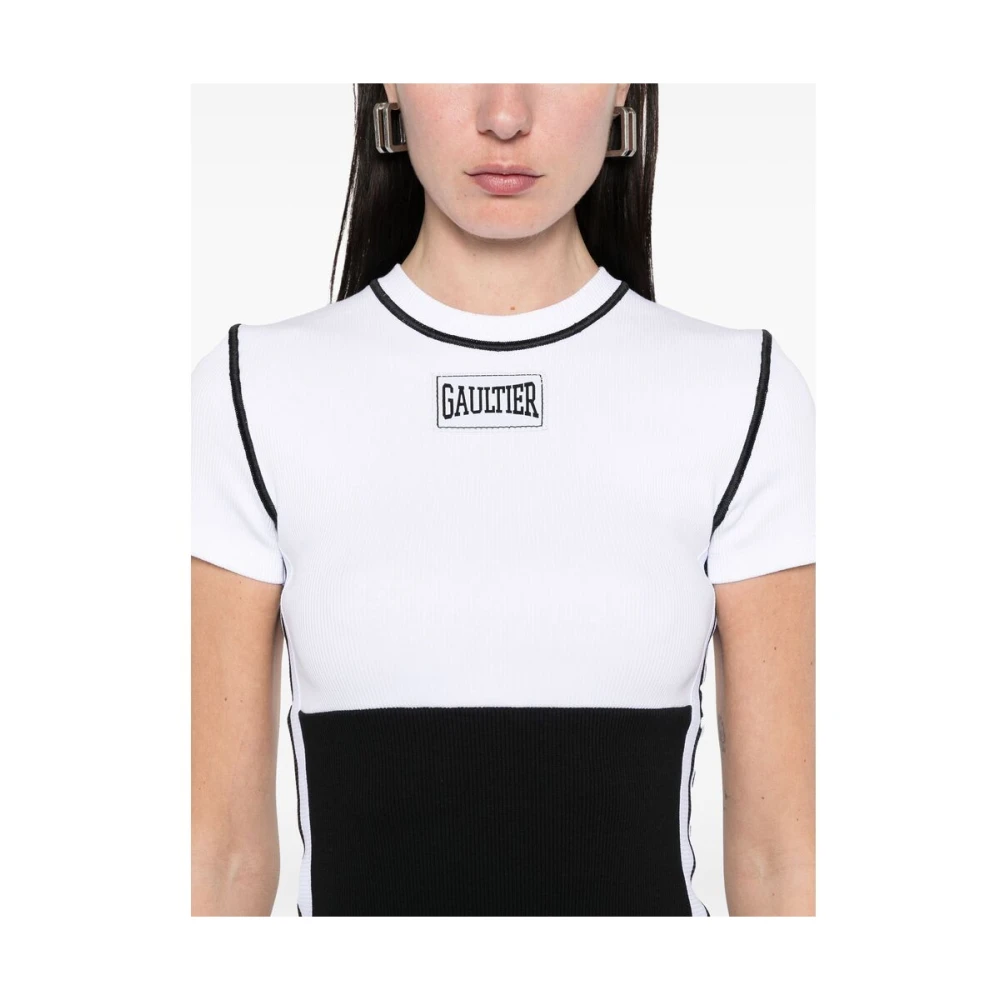 Jean Paul Gaultier Zwart Color-Block Crew Neck T-shirt Black Dames