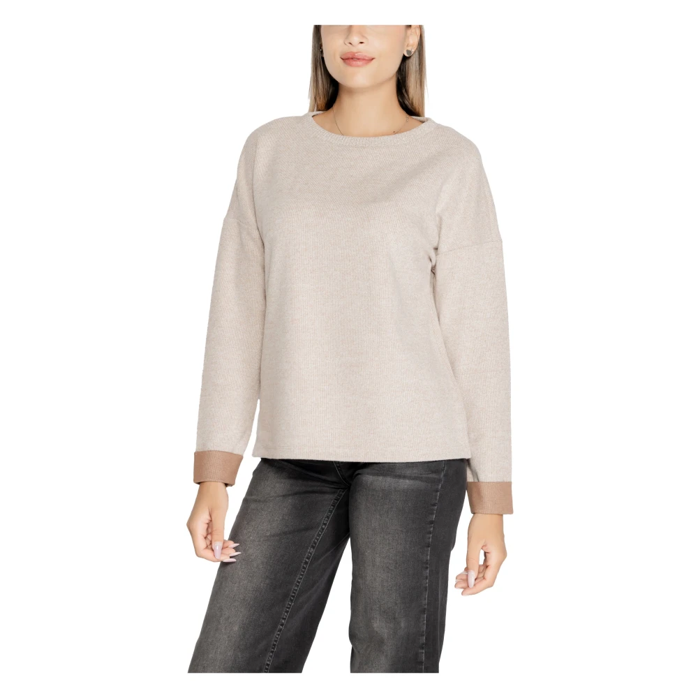 Street One Beige Gebreide Ronde Hals Trui Beige Dames