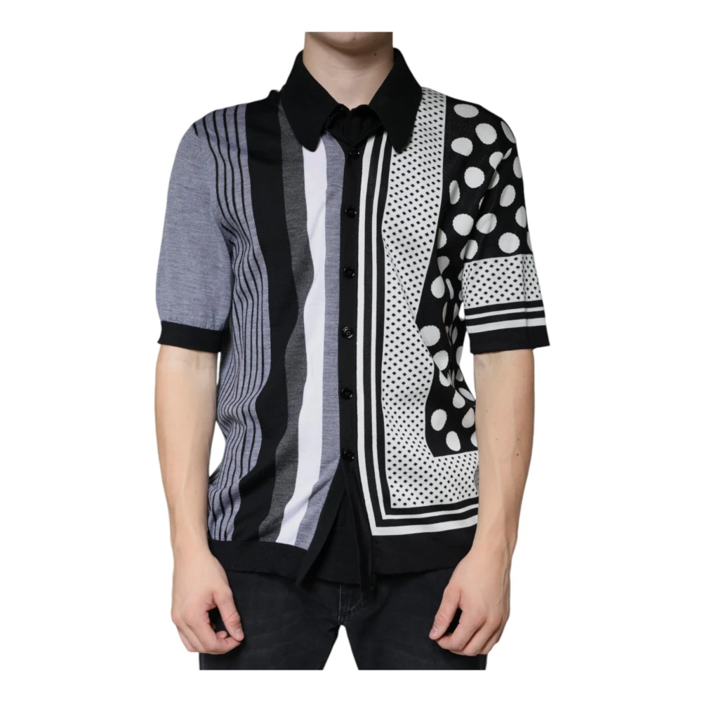 Dolce & Gabbana Men's Polka Dot Silk Polo T-Shirt