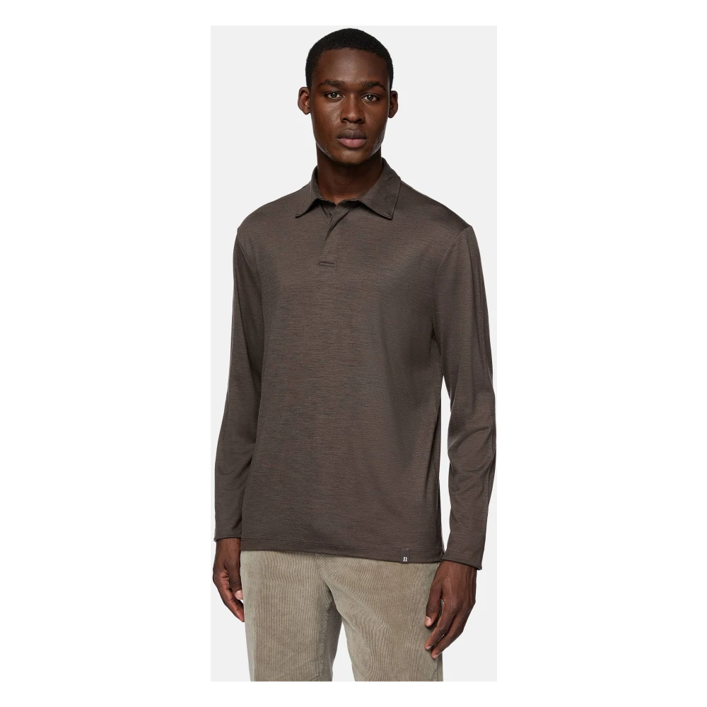 Boggi Milano Tencel Wol Polo Shirt Blue Heren