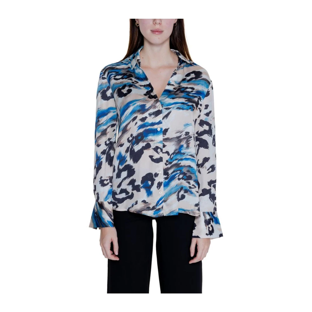 Guess Beige Klassieke Blouse Knoopsluiting Multicolor Dames