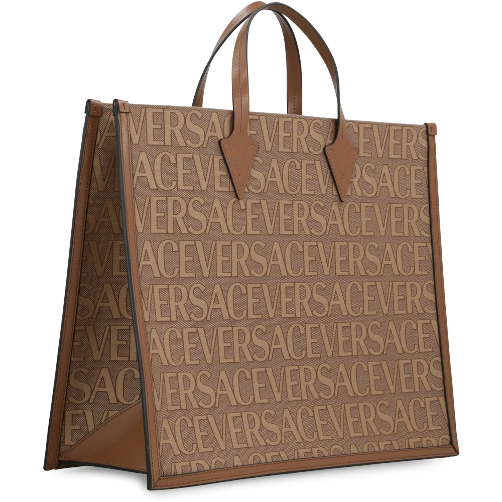 Versace Canvas en leren boodschappentas Beige Heren