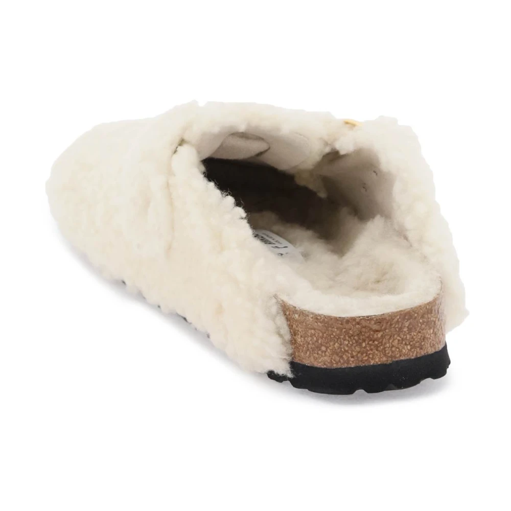 Birkenstock Shearling Boston Klompen met Grote Gesp White Dames