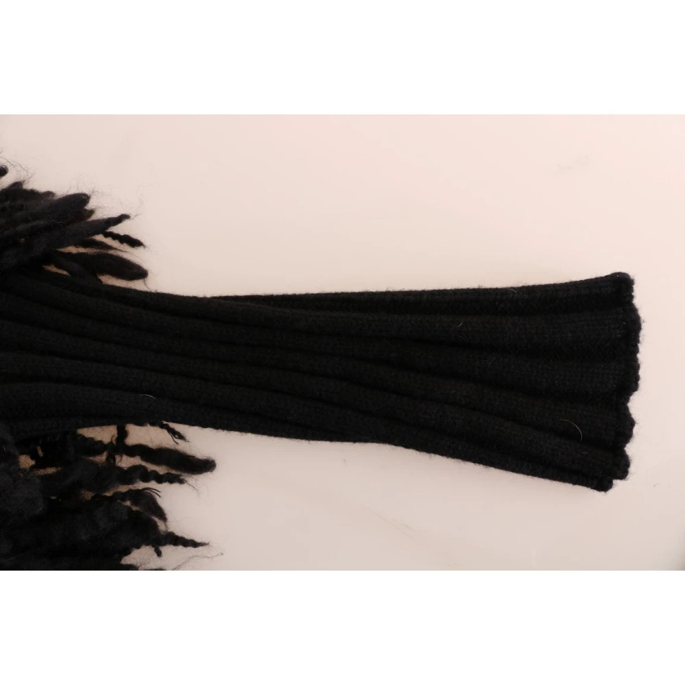 Dolce & Gabbana Luxe Zwarte Wol en Kasjmier Fringe Trui Black Dames