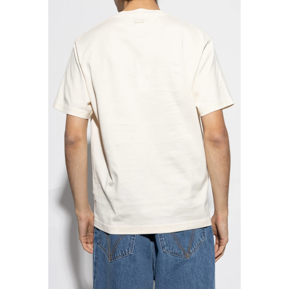 Lacoste T-shirt met geborduurd logo Beige Heren