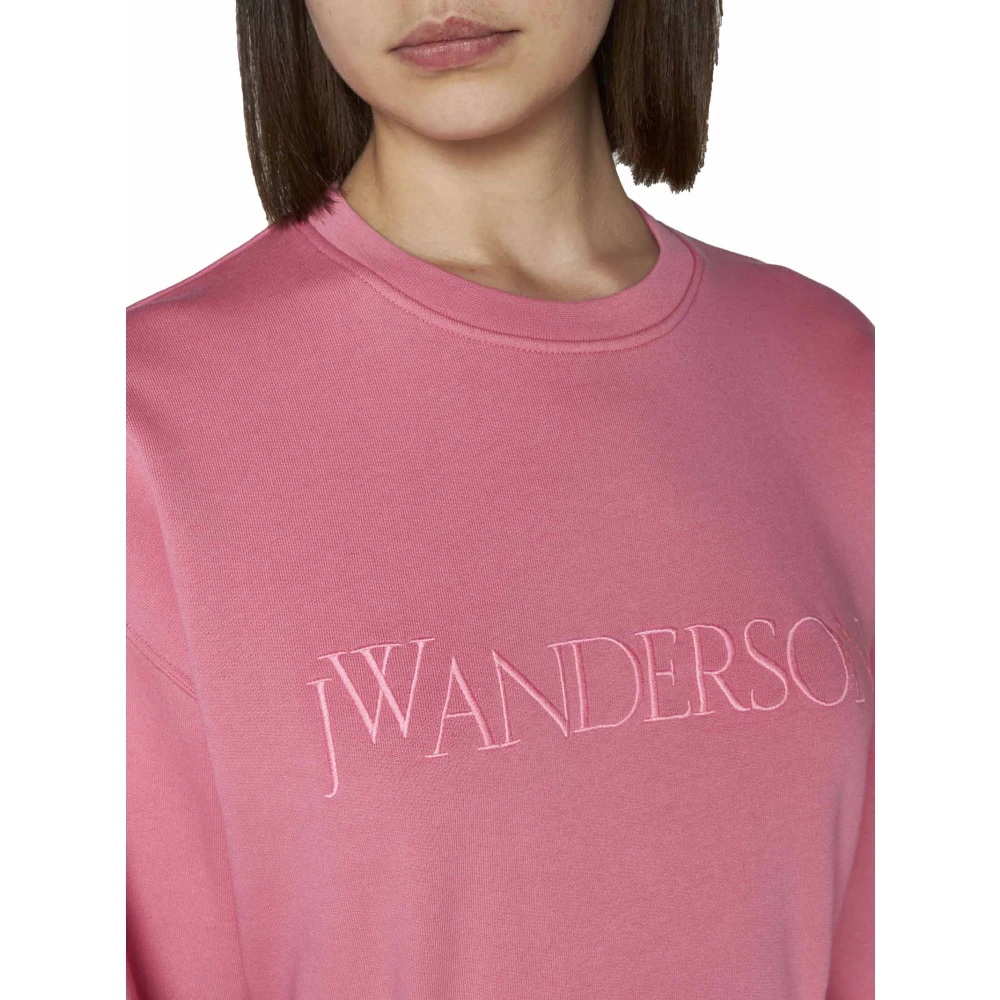 JW Anderson Roze Logo Borduurwerk Sweatshirt Pink Dames