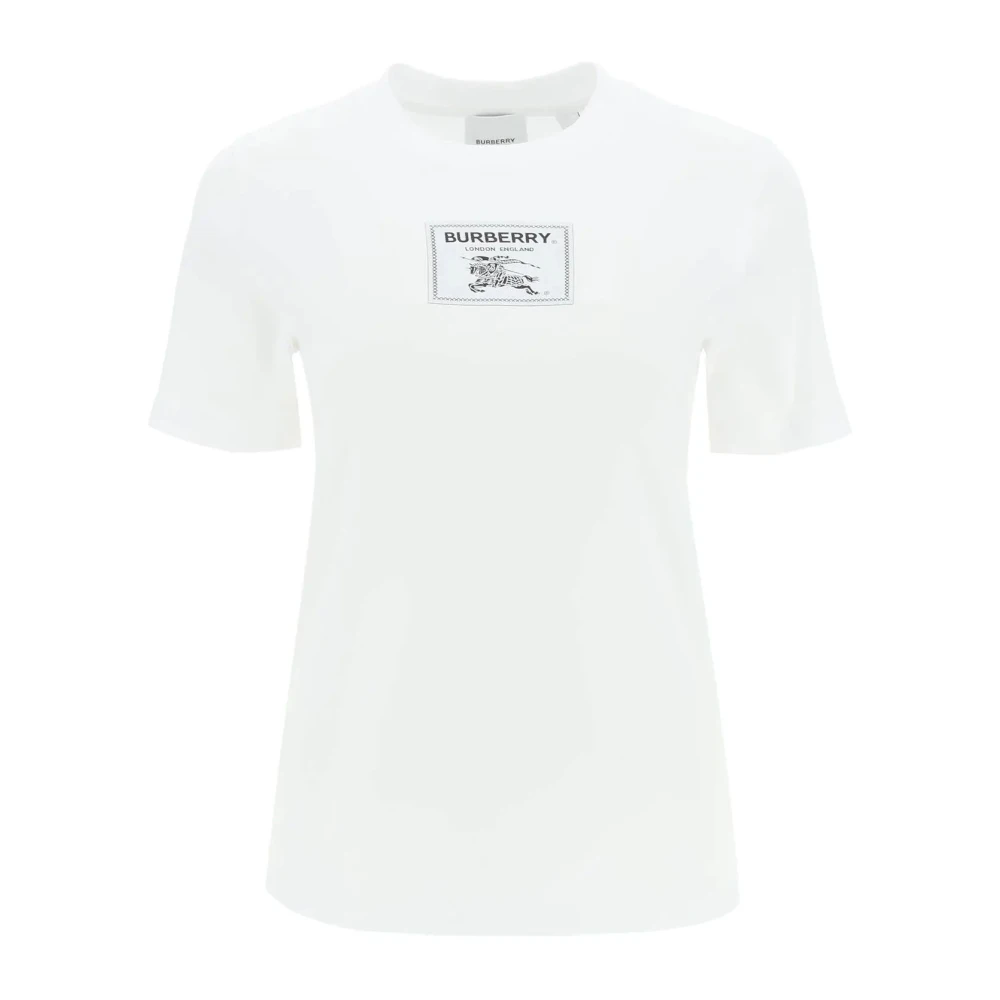 Burberry Vit Bomull T-Shirt - Regular Fit White, Dam
