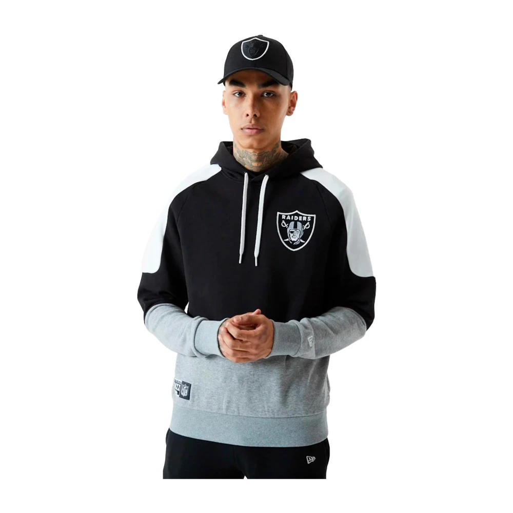 new era Zwarte Raiders Contrast Panel Hoodie Black Heren