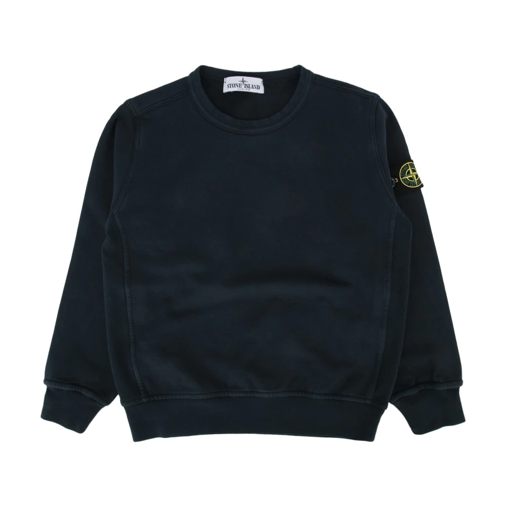 Stone Island Blue Kids Sweatshirts, Unisex, 8 Y, Logo Patch Crewneck Sweatshirt