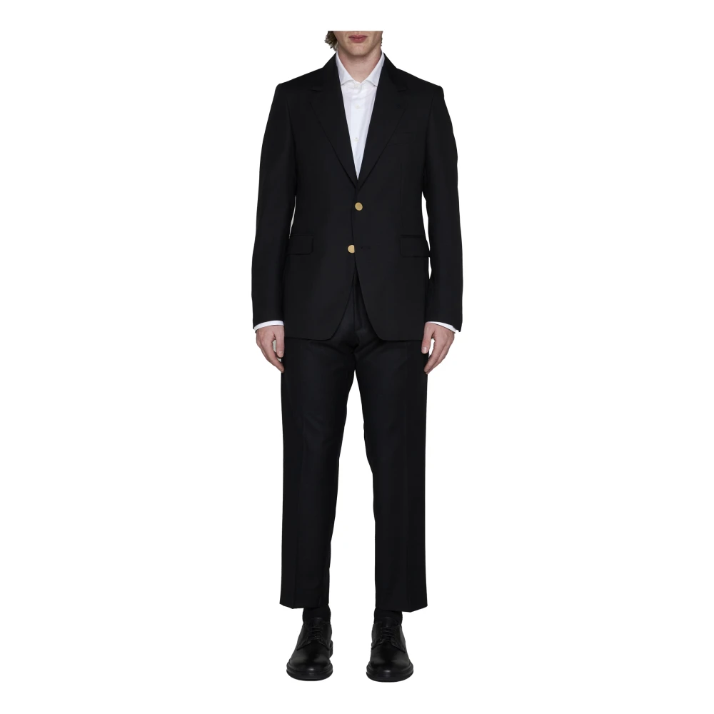 Tagliatore Zwarte Jassen met Reverskraag Black Heren